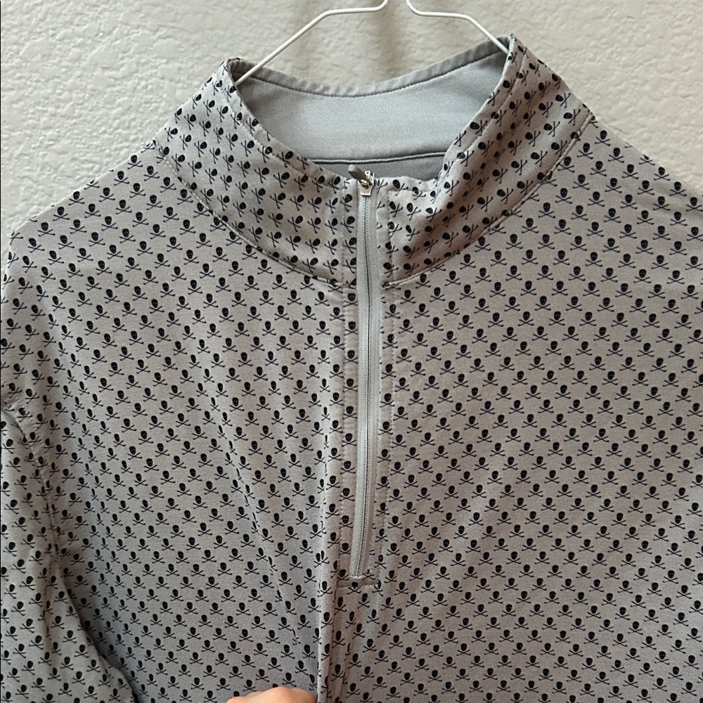 Peter Millar Gray Skull- Patterned Quarter Zip - image 3
